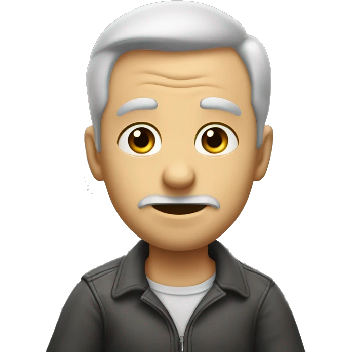 a man with an inquisitive expression pointing his finger at the viewer as if asking "what about you?" emoji