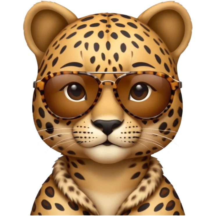 leopard wearing sunglasses, simple, cute emoji