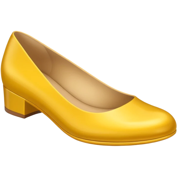 A 3D cartoon golden-yellow flat shoe with rounded toe and simple chic design, glossy finish, isolated background, Memoji-style. emoji