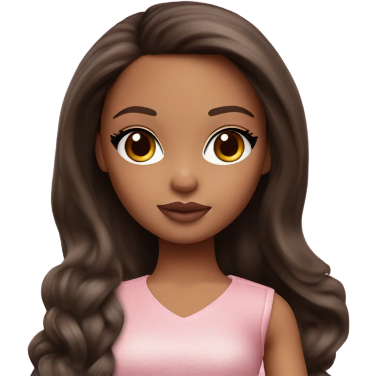 Hyper realistic bratz doll brunette blushing emoji