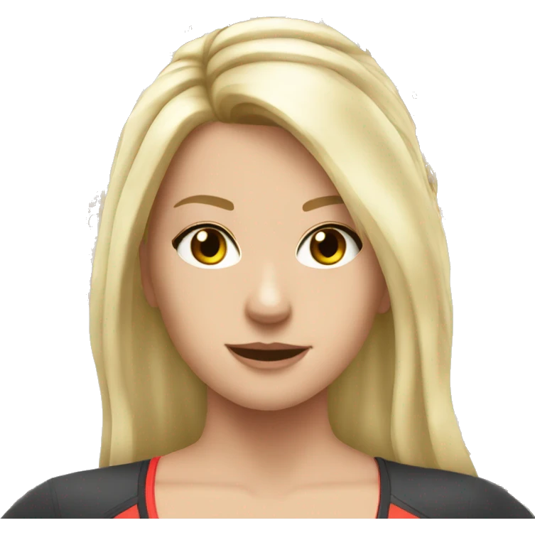White girl long hair gym emoji