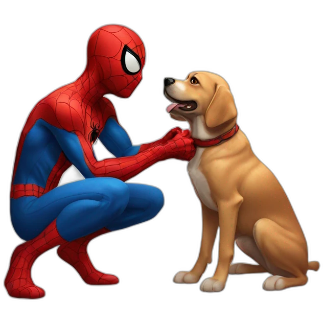spider man petting a dog emoji