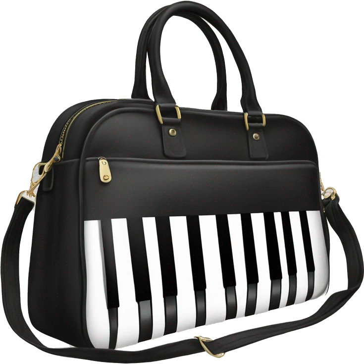 Realistic Black and White Piano Key Satchel Purse emoji
