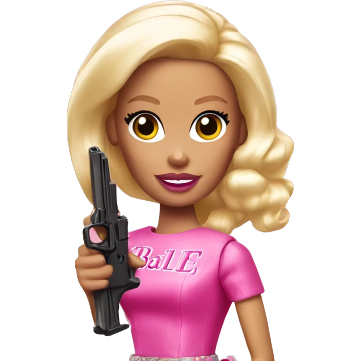 barbie with pink pistol emoji