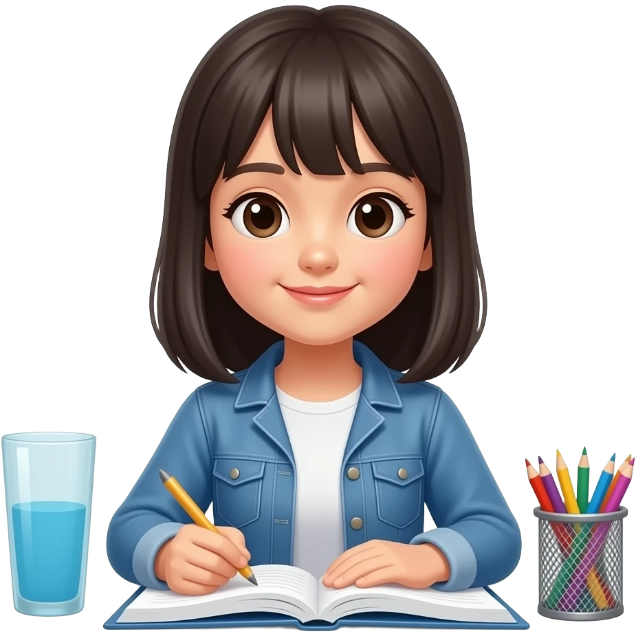 asian girl studying for work emoji