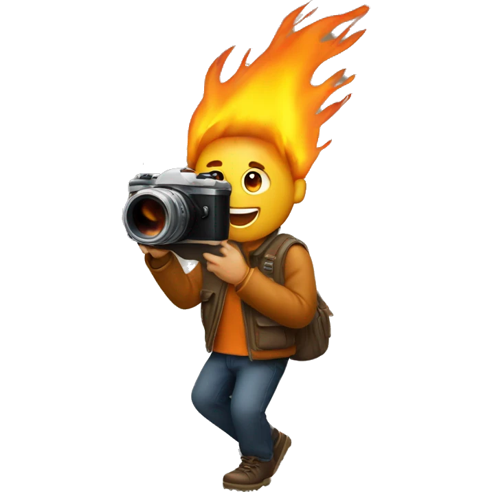 guy with camera jump bonfire emoji
