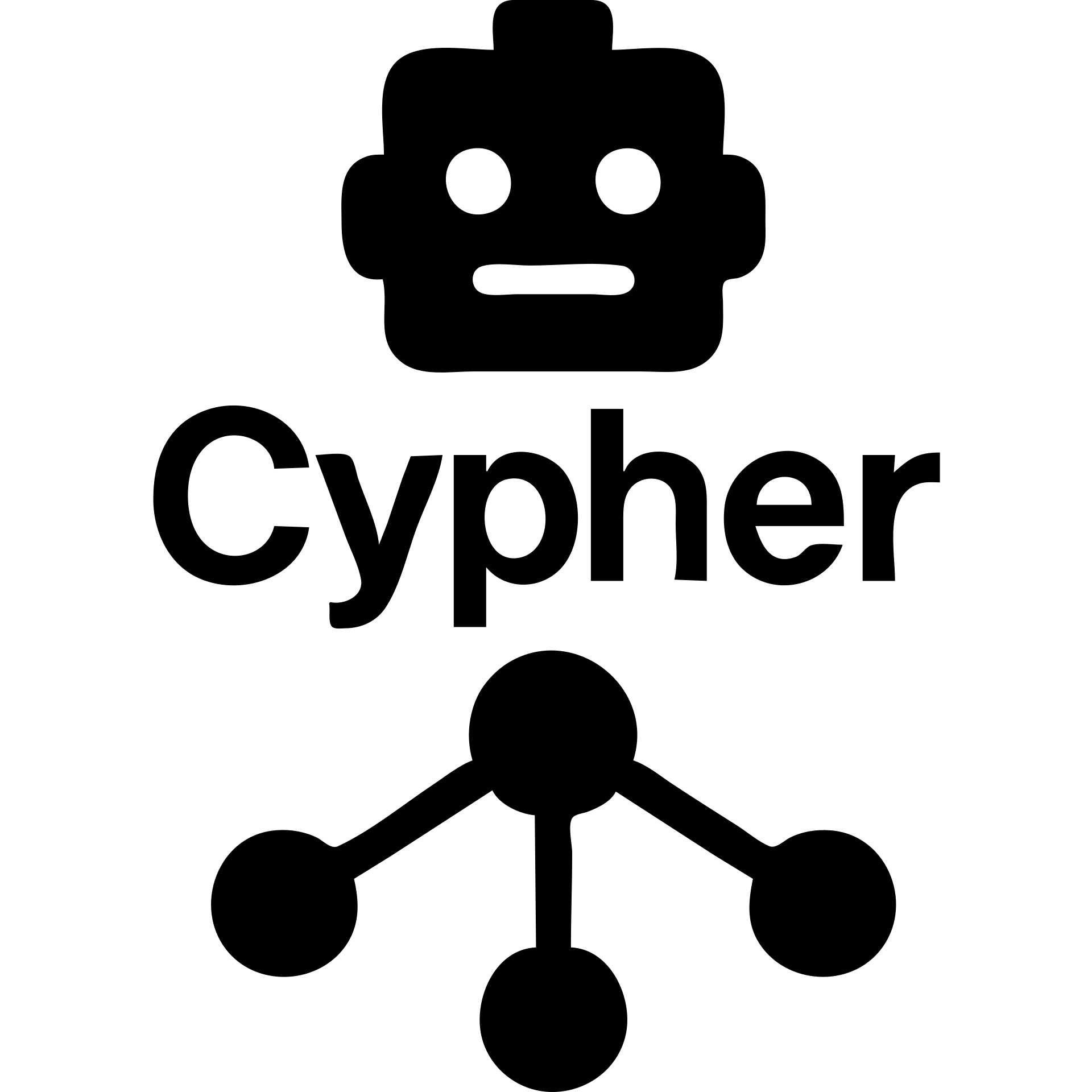 solid filled icon of a robot head with 'Cypher' text and a graph database node-link motif emoji