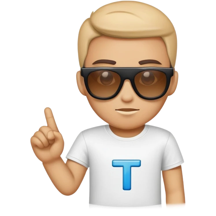 Cool gaming character with sunglasses and letter T emoji