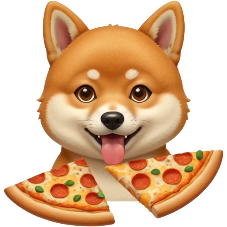 cute shiba inu eating pizza emoji