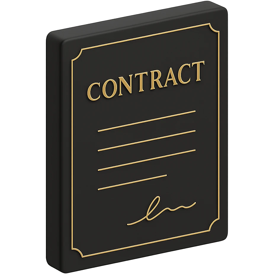 a contract document in 3D black style emoji