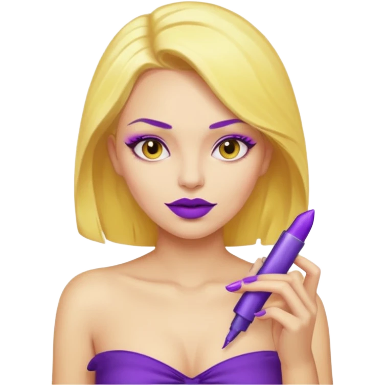 Make a yellow woman with a purple shirt with exposed boobs topless emoji