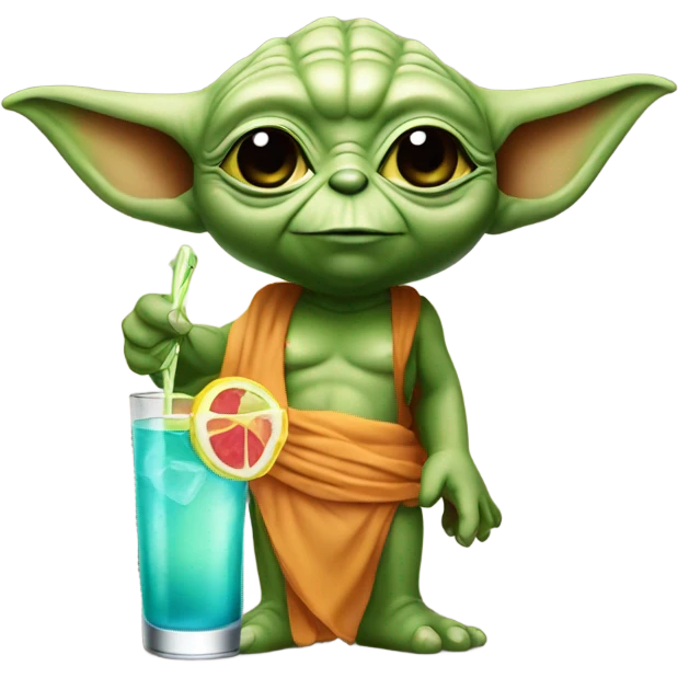 Yoda with a martini in a bikini emoji