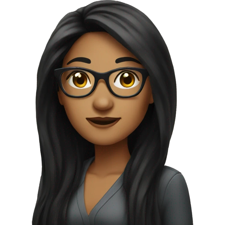 Awesome woman wearing glasses with long black hair emoji