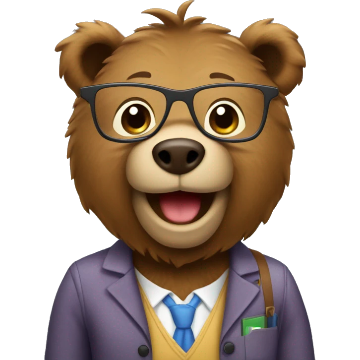 Apple-style emoji Brown bear animal dressed as a teacher  emoji