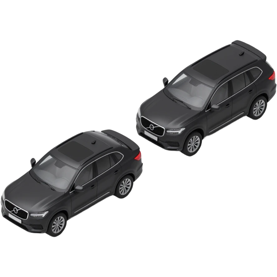 2 cars being compared in the style of 3d black emoji