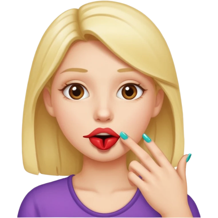 Girl with her nail in her mouth emoji