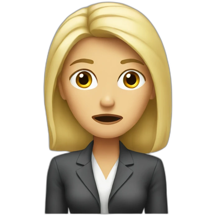 Blond woman irritated in a meeting emoji