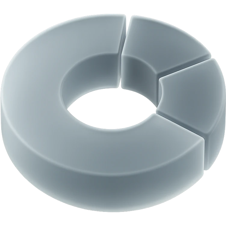 matte glass style donut chart with translucent segments emoji