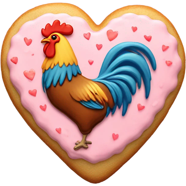 cookie heart with rooster emoji