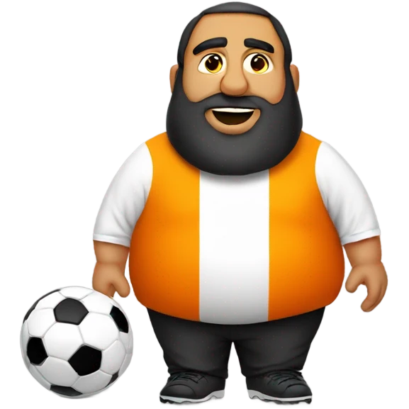 Very Fat arab man play soccer orange emoji