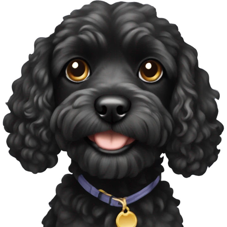 Black cavapoo dog emoji