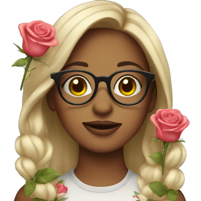 girl with glasses and roses emoji