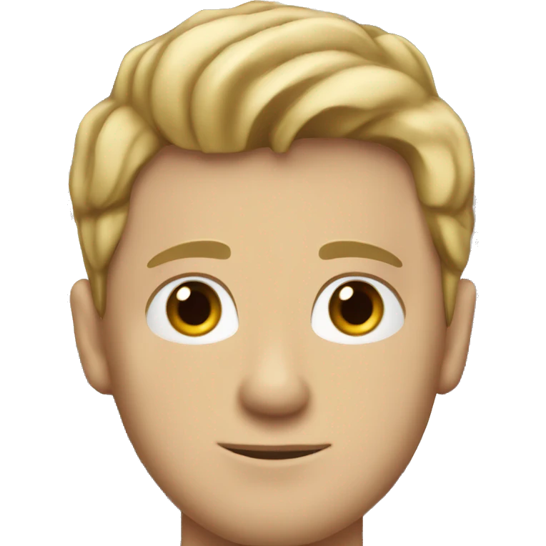 Dark blond man with hazel eyes and short hair in a plaid tshirt  emoji