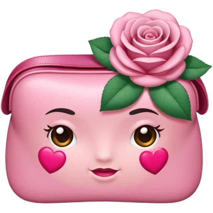 Uma necesserie branca com laços rosas emoji