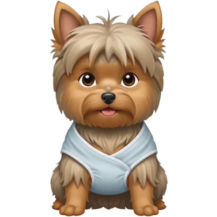 Small old yorkie wearing a diaper emoji