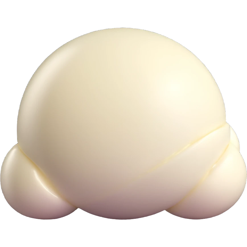 smooth white mozzarella ball with soft glossy surface and subtle dimples, clean 3D, soft lighting, emoji scale emoji