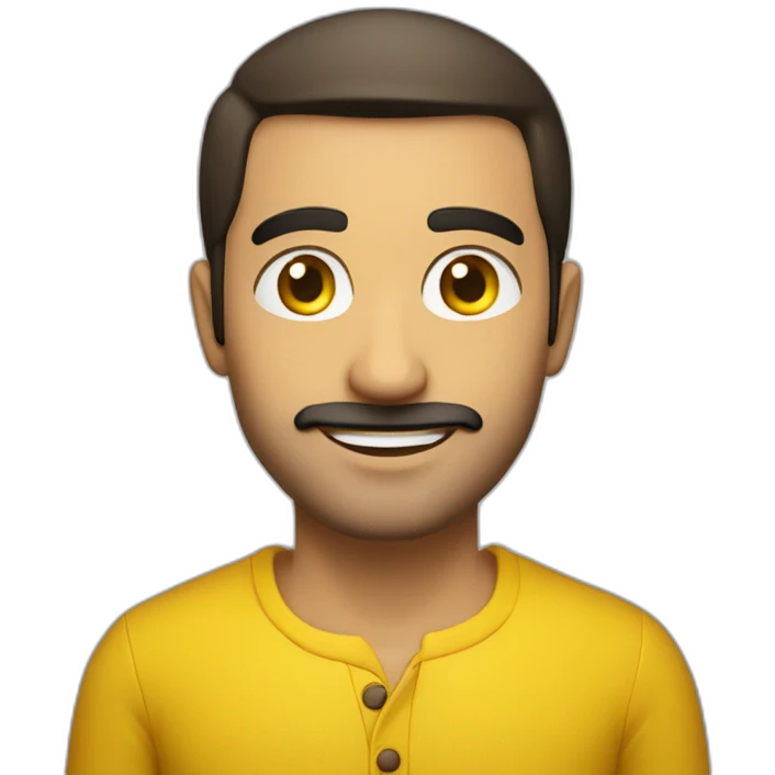 Armenian men with the yellow clothes reading book and looking at camera and smiling  emoji