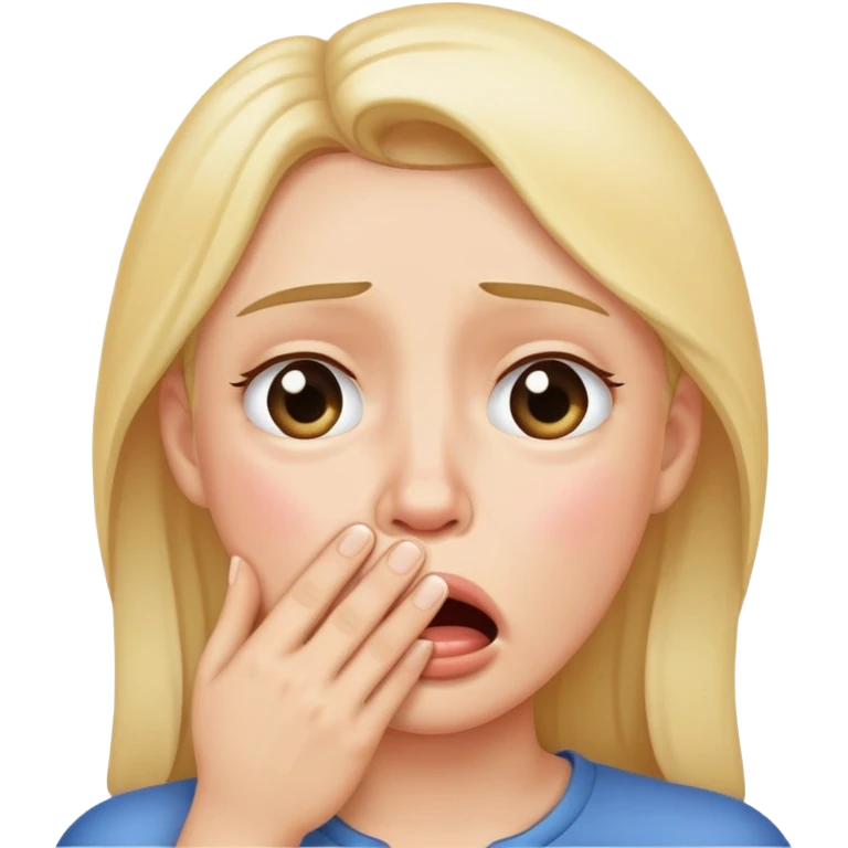 crying face with hand over mouth emoji