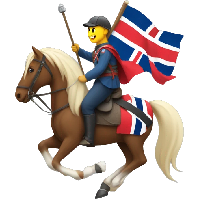 Man carrying Norwegian flag on horseback emoji