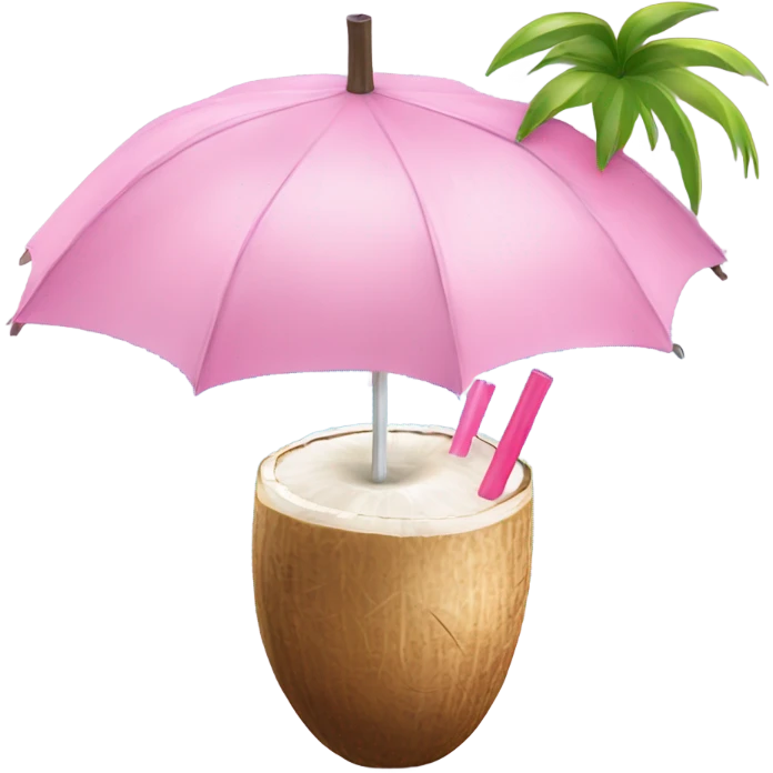 coconut drink with light pink umbrella emoji