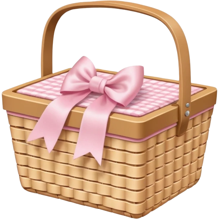 White Picnic basket with light pink bow emoji