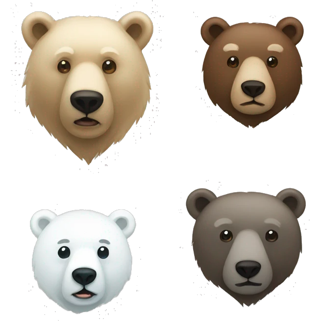polar bear black bear and brown bear faces emoji
