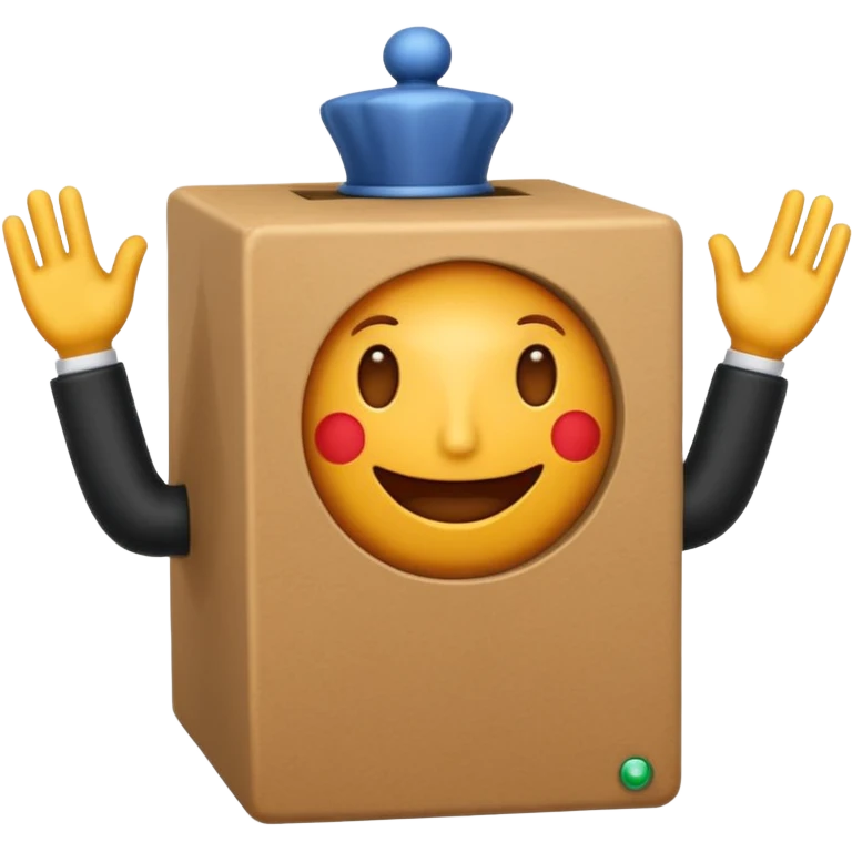 Create an emoji I DONT WANT IT TO BE A JACK IN THE BOX, imagine it is a round face with hands turning a jack in the box that isnt actually there emoji