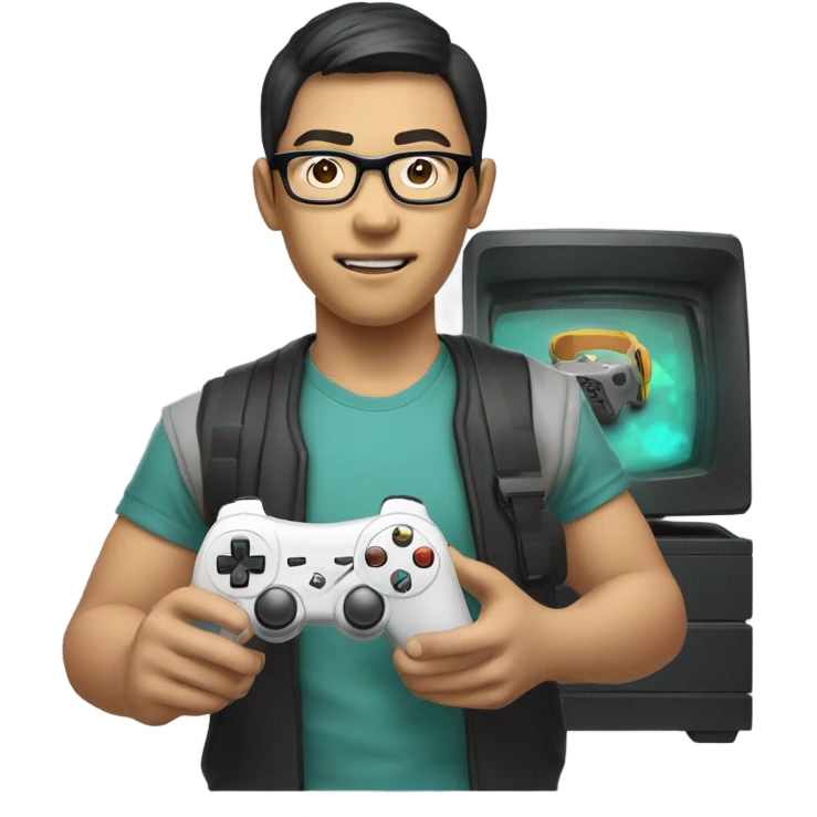 a asian nerd gamer  emoji