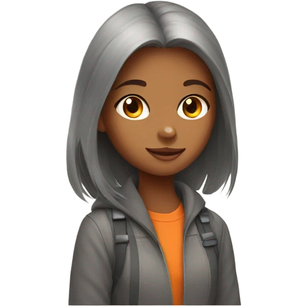 Girl with orange and grey cat emoji