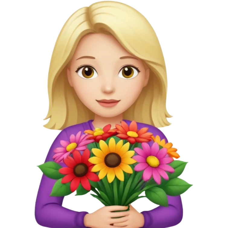 blonde woman with big bouquet of flowers emoji