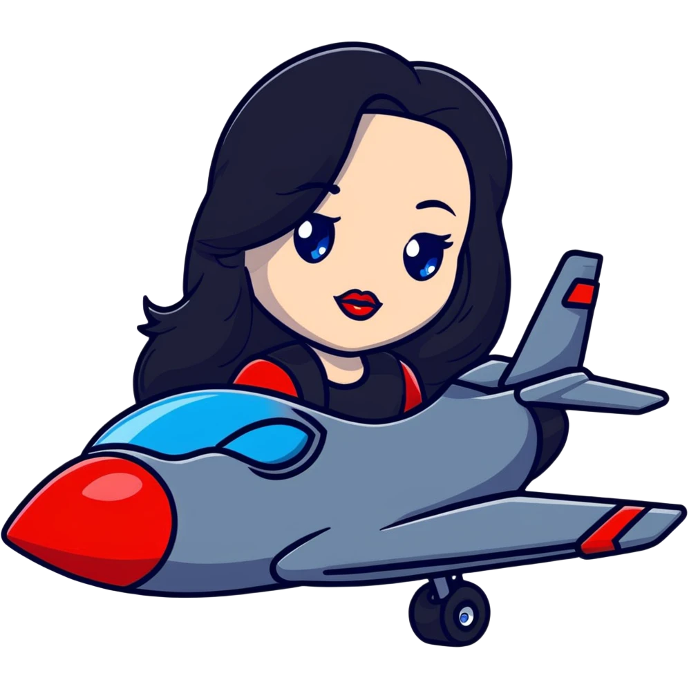 character with long jet black hair, blue eyes, and red lips emoji