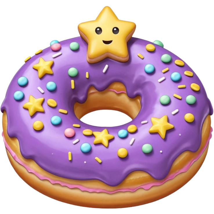 Donut with light purple frosting and pastel star shaped sprinkles emoji