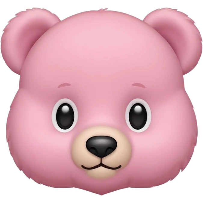 pink teddy bear face only, flat minimal rounded shapes, simple face, soft pink color, iconic emoji look, subtle fluffy soft fur texture, no text emoji