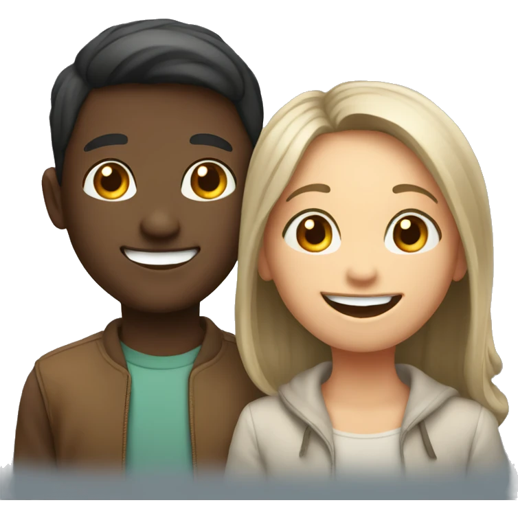 happy girl and boy smiling emoji