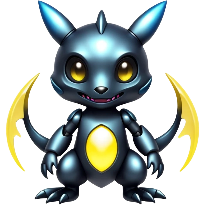 Dark Cute Shiny Cyber-Fakémon-hybrid-creature (full body)  emoji