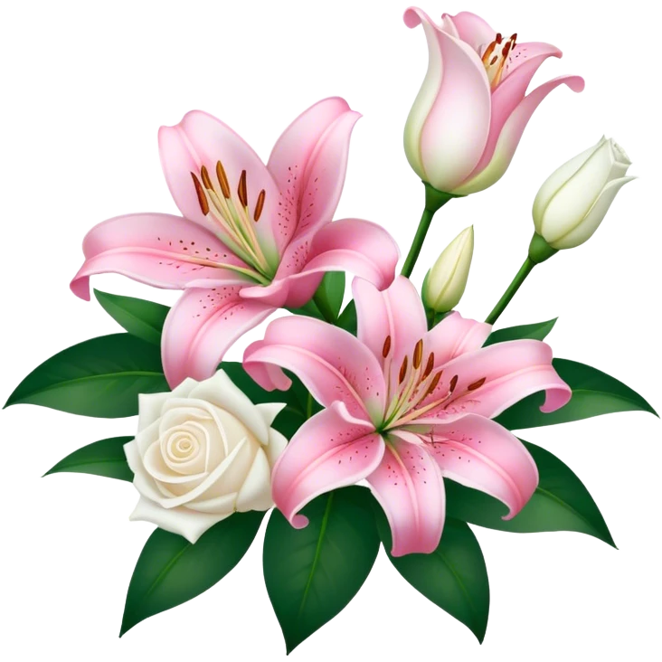 Pinke Lilien und weiße Dornrosen emoji