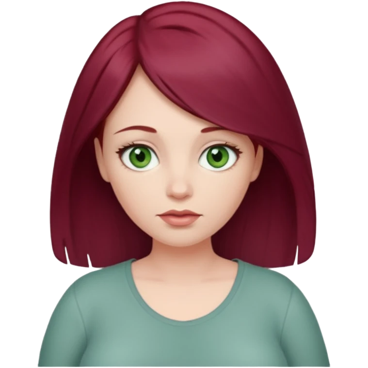 Pale Pregnant woman with burgundy hair and greyish green eyes  emoji