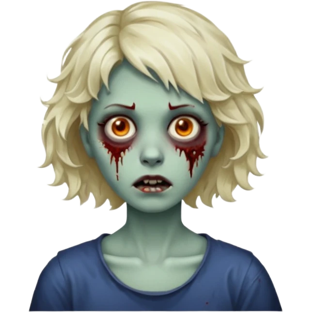 Uma menina zombie com um cabelo ondulado curto, com a franja pro lado emoji