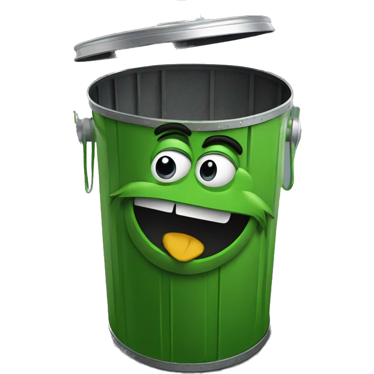 oscar the grouch inside metal trash can emoji