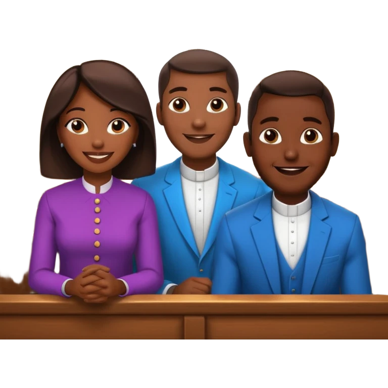 African American men and women sitting in church pews on a Sunday at church listening to a preacher emoji